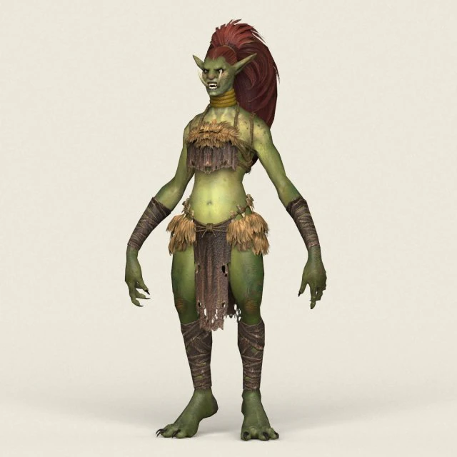 goblin femmina pronto per il gioco Modello 3D .c4d .max .obj .3ds .fbx .stl .blend