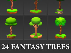 2D Fantasy Game Cartoon Tree Collection CG Textures