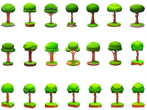 2D Fantasy Game Cartoon Tree Collection CG Textures