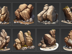 30 Fantasy Stone Cliff Game Asset CG 텍스쳐