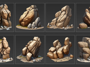 30 Fantasy Stone Cliff Game Asset CG 텍스쳐