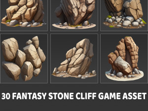 30 Fantasy Stone Cliff Game Asset CG टेक्स्चर्स
