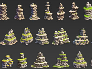 80 Fantasy Stone Rock Cliff Game Asset Texturas CG