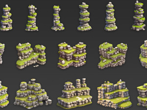 80 Fantasy Stone Rock Cliff Game Asset Texturas CG