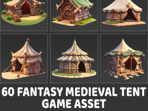 60 Fantasy Medieval Tent House Game Asset CG टेक्स्चर्स