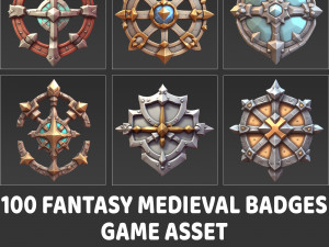 100 Fantasy Medieval Badges Game Asset CG 텍스쳐