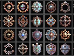 100 Fantasy Medieval Badges Game Asset CG Textures