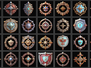 100 Fantasy Medieval Badges Game Asset CG Textures