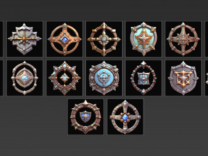 100 Fantasy Medieval Badges Game Asset CG Textures