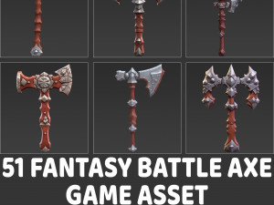 51 Fantasy Battle Axe Game Asset CG Textures