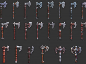 51 Fantasy Battle Axe Game Asset CG テクスチャ