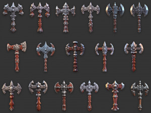 51 Fantasy Battle Axe Game Asset CG テクスチャ