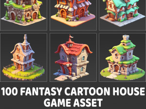 100 Fantasy Cartoon House Home Building Game Asset Texturas CG