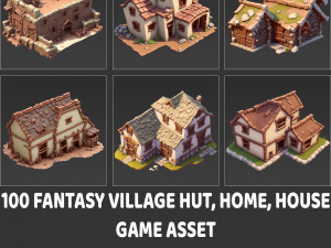 100 Fantasy Village Hut Home House Building Game Asset Tekstur CG