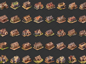100 Fantasy Village Hut Home House Building Game Asset CG Textures
