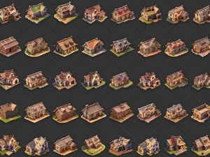 100 Fantasy Village Hut Home House Building Game Asset CG Textures