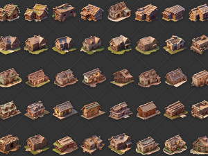 100 Fantasy Village Hut Home House Building Game Asset CG Textures