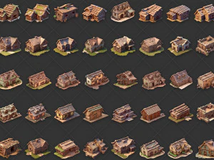 100 Fantasy Village Hut Home House Building Game Asset CG Textures
