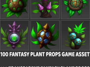Zas&oacute;b gry 100 rekwizyt&oacute;w roślin fantasy CG Tekstury