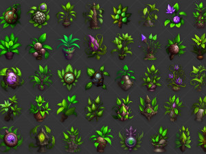 100 Fantasy Plant Props Game Asset Texturas CG