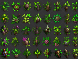 100 Fantasy Plant Props Game Asset Texturas CG