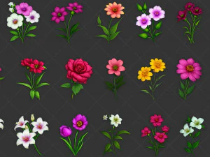 100 Different Transparent Flowers CG Textures