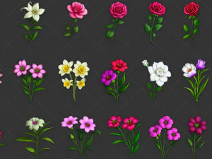 100 Different Transparent Flowers CG Textures