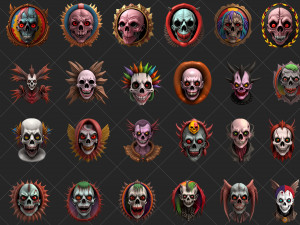 100 Fantasy Horror Badge Game Assets CG 纹理