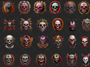 100 risorse di gioco di badge fantasy horror CG Textures