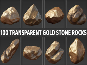 100 Gold Stone Rock 2D Game Asset CG Textures