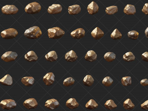 100 Gold Stone Rock 2D Game Asset CG Textures
