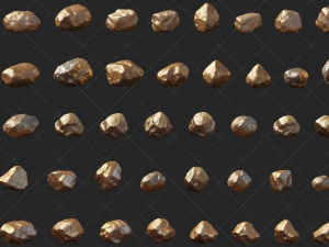 100 Gold Stone Rock 2D Game Asset CG Textures