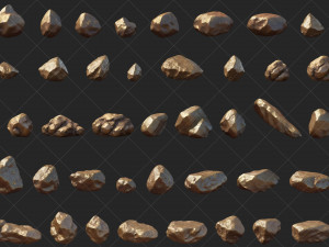 100 Gold Stone Rock 2D Game Asset CG Textures