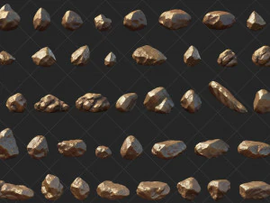 100 Gold Stone Rock 2D Game Asset CG Textures