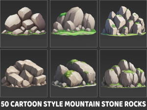 50 Cartoon Style Mountain Stone Rocks CG टेक्स्चर्स