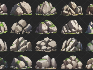 50 Cartoon Style Mountain Stone Rocks Texturas CG