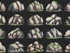 50 Cartoon Style Mountain Stone Rocks Texturas CG