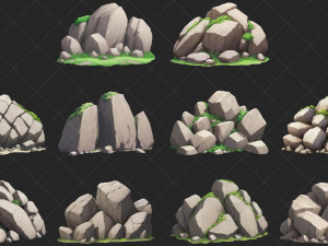 50 Cartoon Style Mountain Stone Rocks Texturas CG