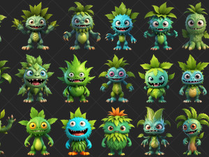 100 Fantasy Tree Monster Characters 2D Game Asset CG Texturen