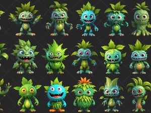 100 Fantasy Tree Monster Characters 2D Game Asset CG Textures