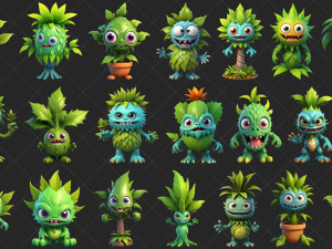 100 Fantasy Tree Monster Characters 2D Game Asset CG Texturen