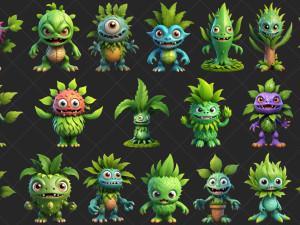 100 Fantasy Tree Monster Characters 2D Game Asset CG Texturen