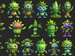 100 Fantasy Tree Monster Characters 2D Game Asset CG Textures