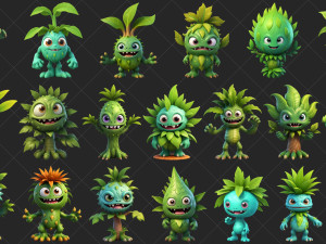 100 Fantasy Tree Monster Characters 2D Game Asset CG Texturen