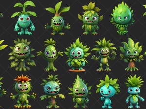 100 Fantasy Tree Monster Characters 2D Game Asset CG Textures