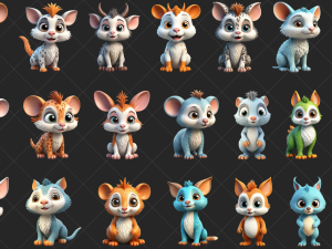 100 Fantasy Cute Animal 2D Game Asset CG Textures
