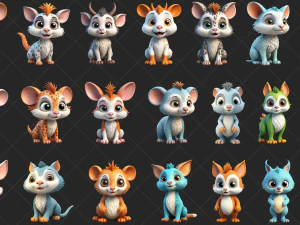 100 Fantasy Cute Animal 2D Game Asset CG Textures