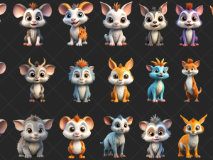 100 Fantasy Cute Animal 2D Game Asset CG Textures