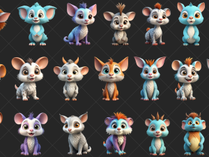 100 Fantasy Cute Animal 2D Game Asset CG Textures