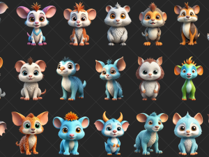 100 Fantasy Cute Animal 2D Game Asset CG Textures